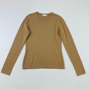 Cashmere camel womens sweater Small fine lightweight knit crew neck Neutral